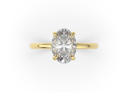 Four Claw Yellow Gold Oval Solitaire Engagement Ring