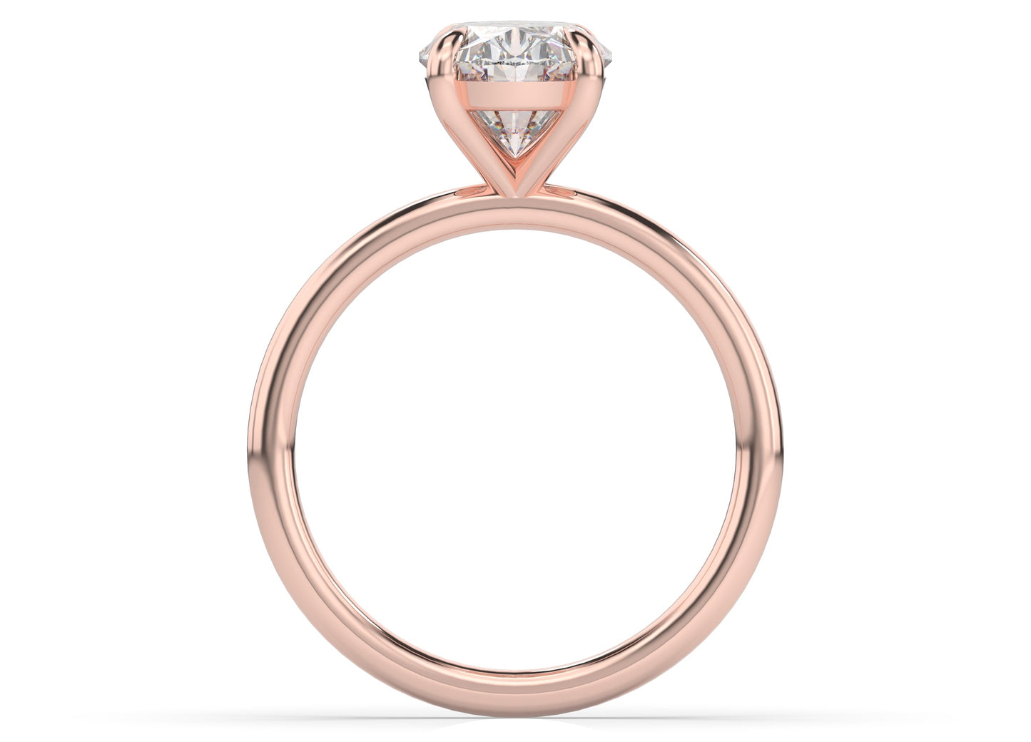 Four Claw Rose Gold Oval Solitaire Engagement Ring