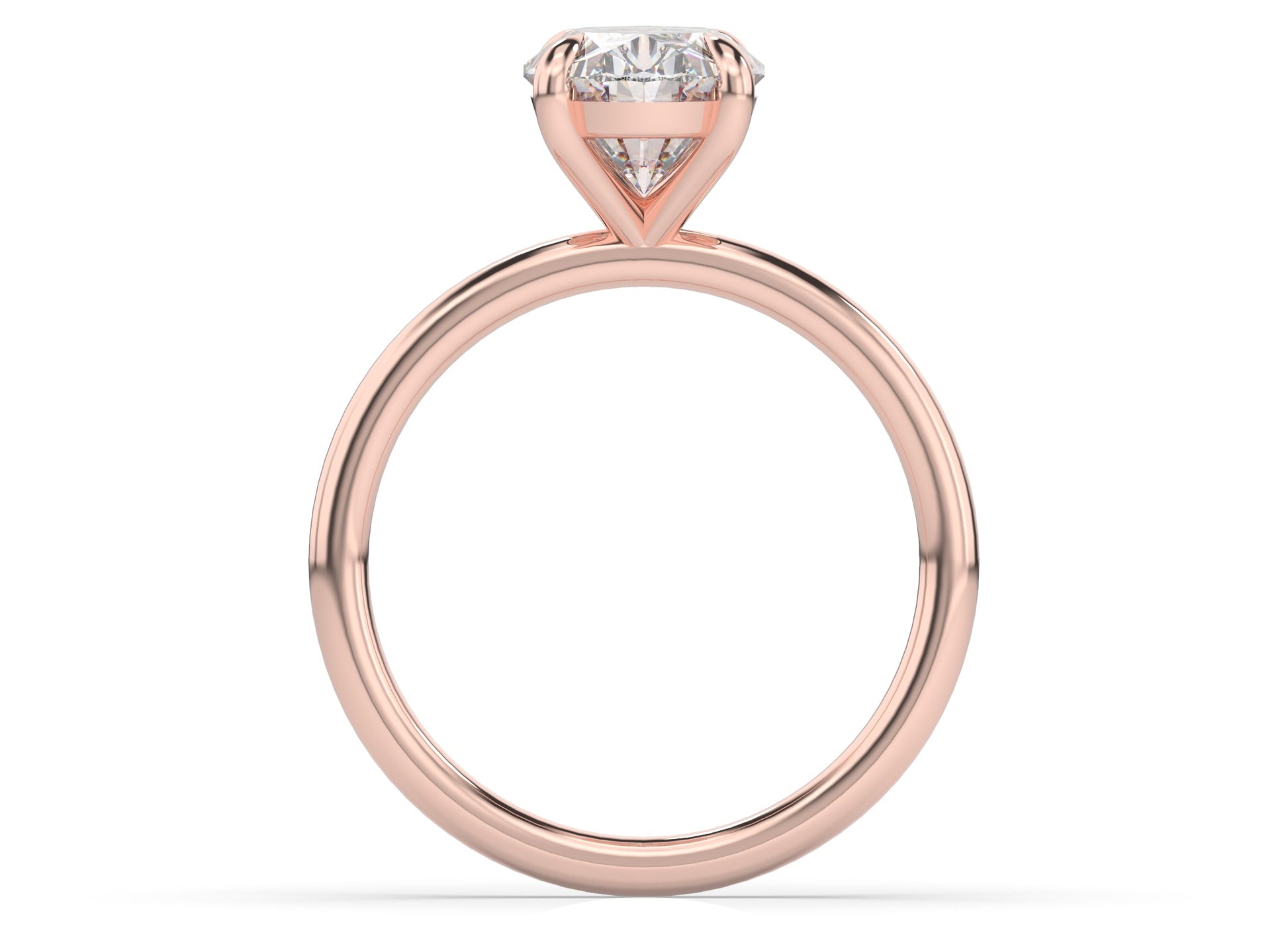 Four Claw Rose Gold Oval Solitaire Engagement Ring