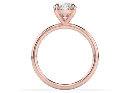 Four Claw Rose Gold Oval Solitaire Engagement Ring