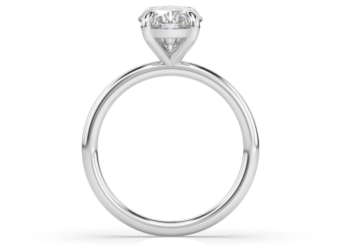 Four Claw White Gold Oval Solitaire Engagement Ring