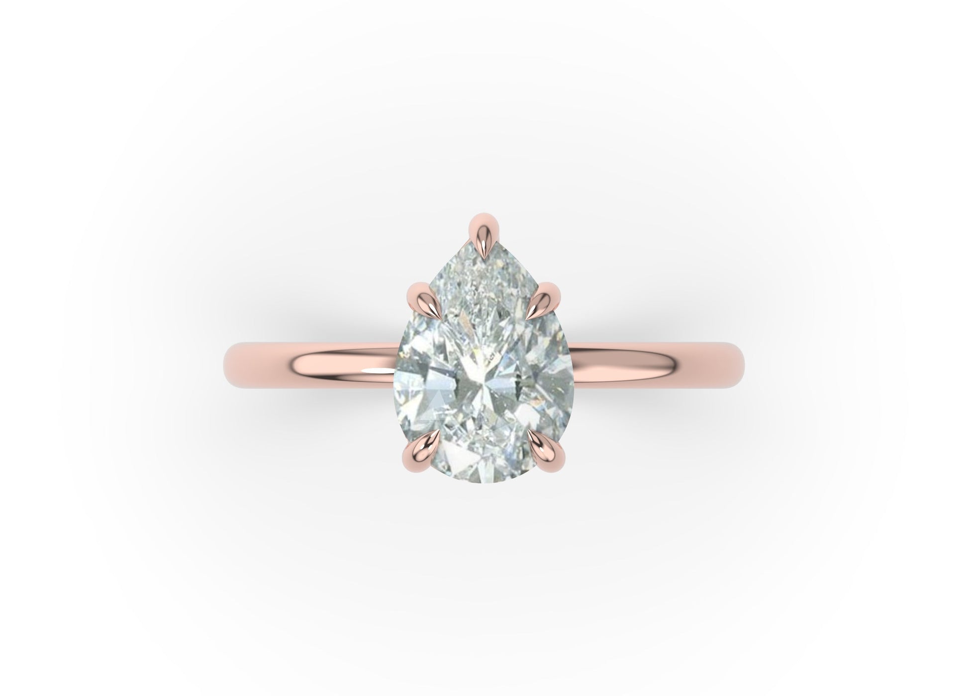 Four Claw Rose Gold Pear Solitaire Engagement Ring