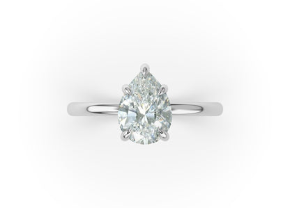 Four Claw White Gold Pear Solitaire Engagement Ring