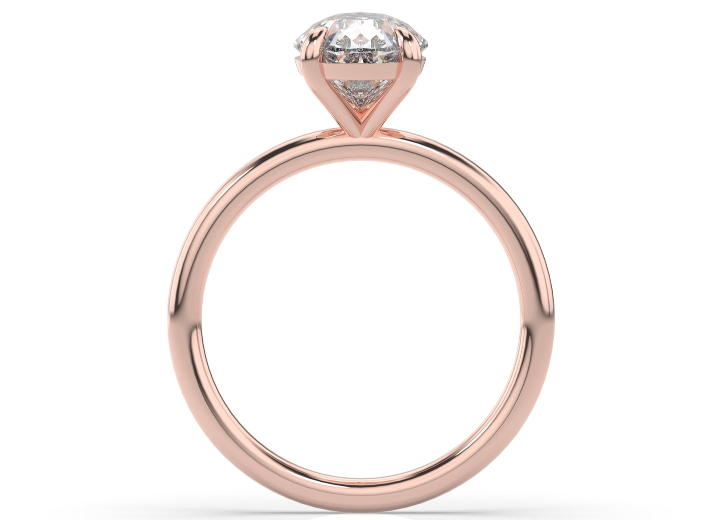 Four Claw Rose Gold Pear Solitaire Engagement Ring