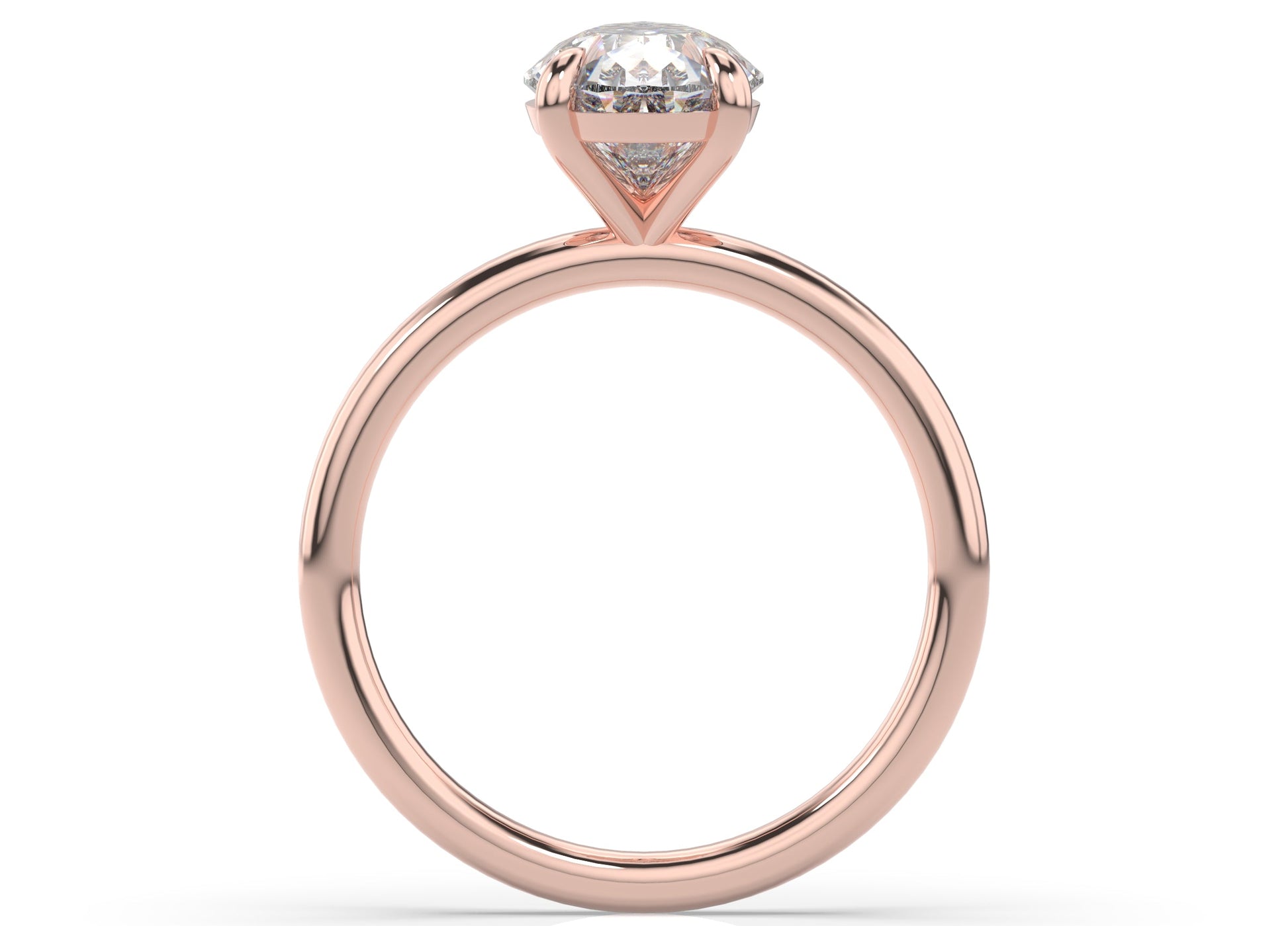 Four Claw Rose Gold Pear Solitaire Engagement Ring