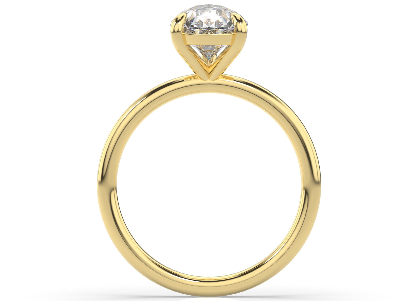 Four Claw Yellow Gold Pear Solitaire Engagement Ring