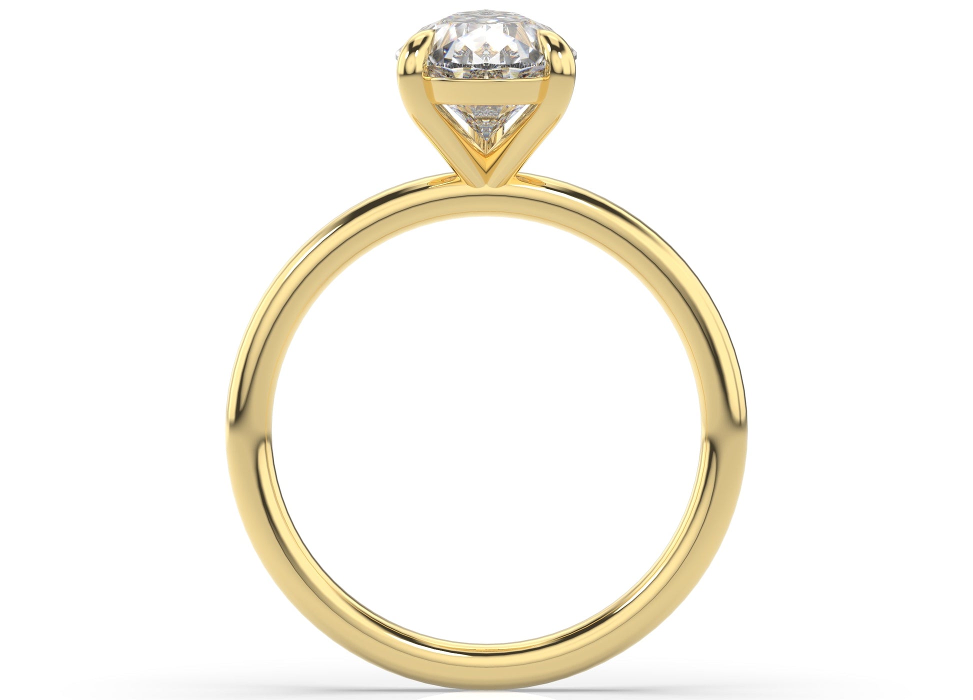 Four Claw Yellow Gold Pear Solitaire Engagement Ring