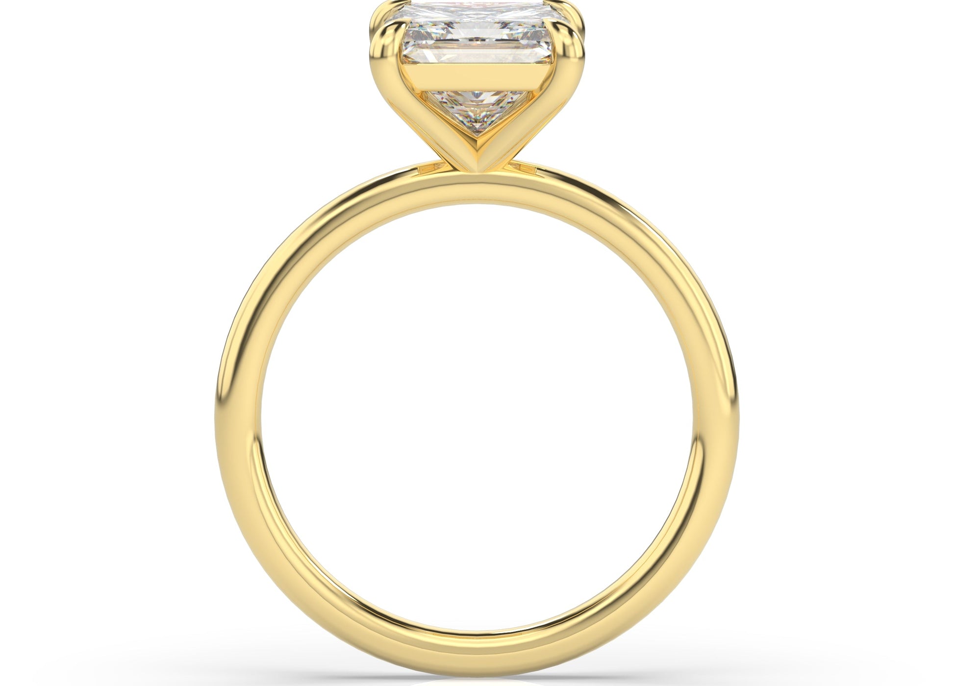 Four Claw Princess Yellow Gold Solitaire Engagement Ring