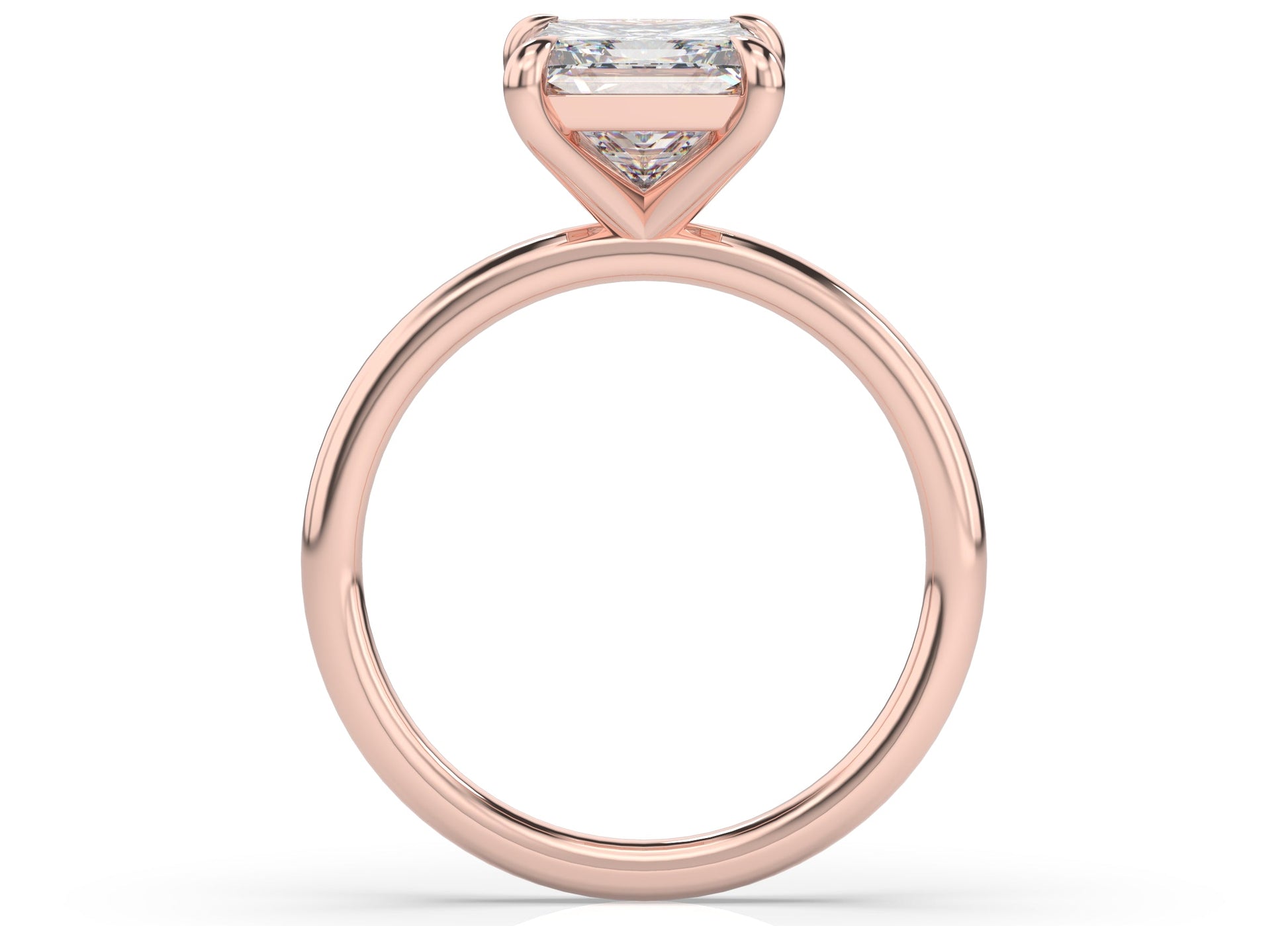 Four Claw Princess Rose Gold Solitaire Engagement Ring