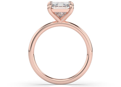 Four Claw Princess Rose Gold Solitaire Engagement Ring