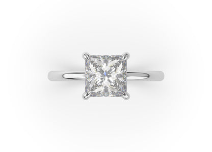 Four Claw Princess White Gold Solitaire Engagement Ring