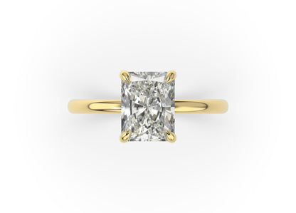 Four Claw Radiant Yellow Gold Solitaire Engagement Ring