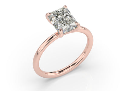 Four Claw Radiant Rose Gold Solitaire Engagement Ring