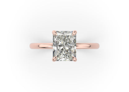 Four Claw Radiant Rose Gold Solitaire Engagement Ring
