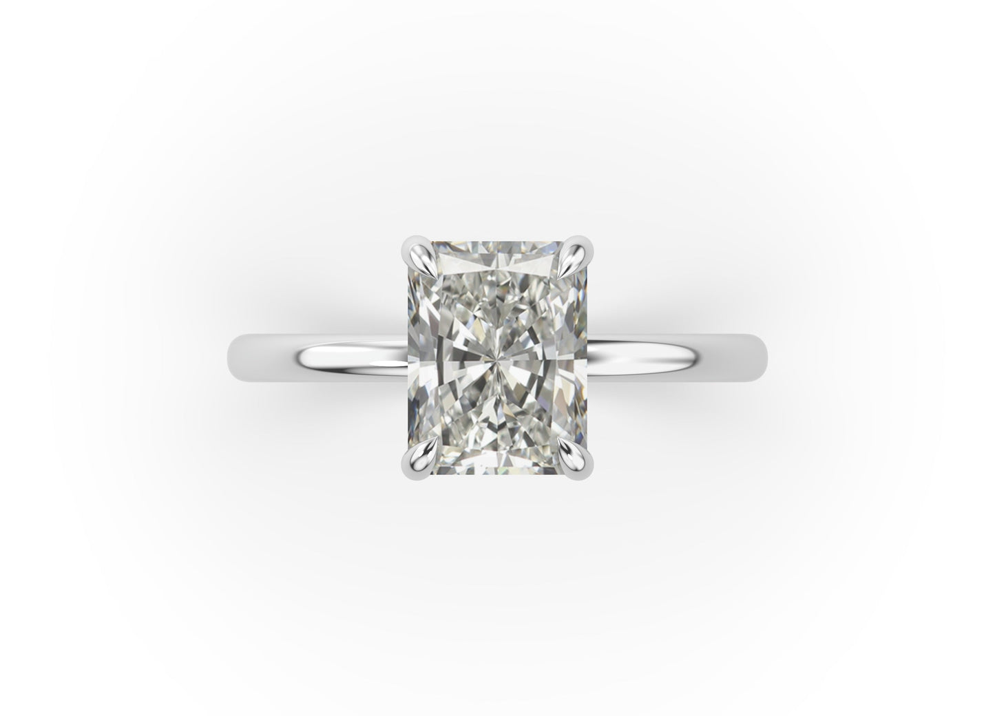 Four Claw Radiant White Gold Solitaire Engagement Ring