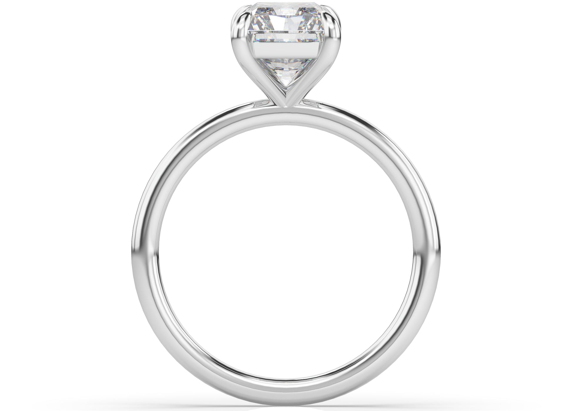 Four Claw Radiant White Gold Solitaire Engagement Ring