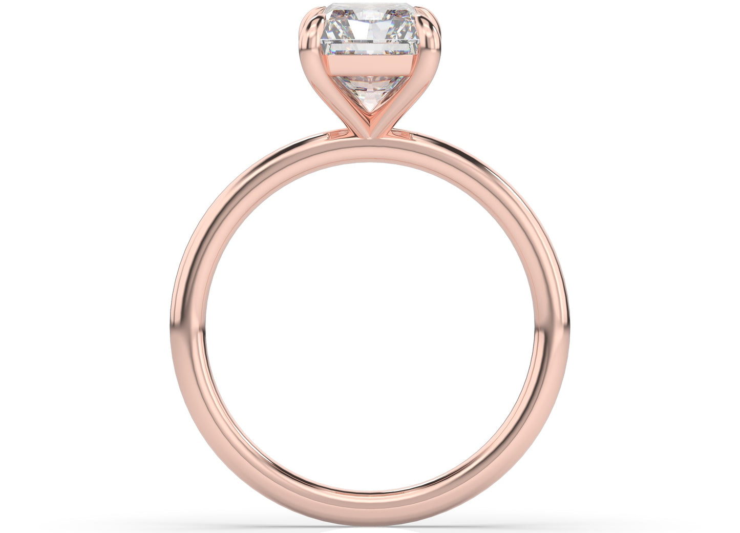 Four Claw Radiant Rose Gold Solitaire Engagement Ring