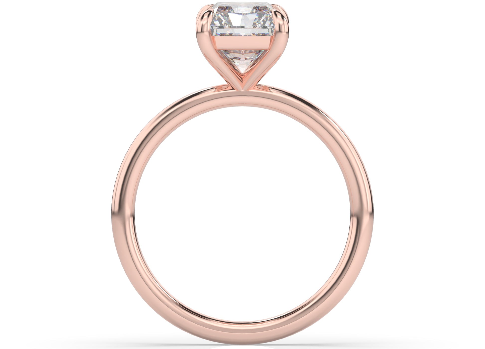 Four Claw Radiant Rose Gold Solitaire Engagement Ring