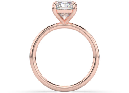 Four Claw Radiant Rose Gold Solitaire Engagement Ring