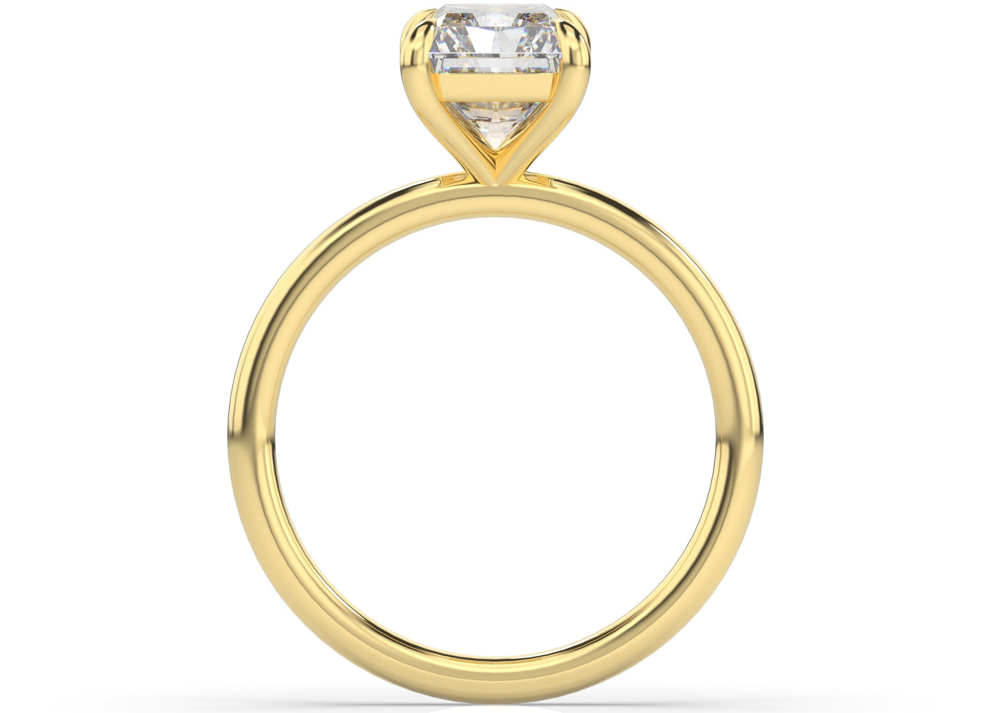 Four Claw Radiant Yellow Gold Solitaire Engagement Ring