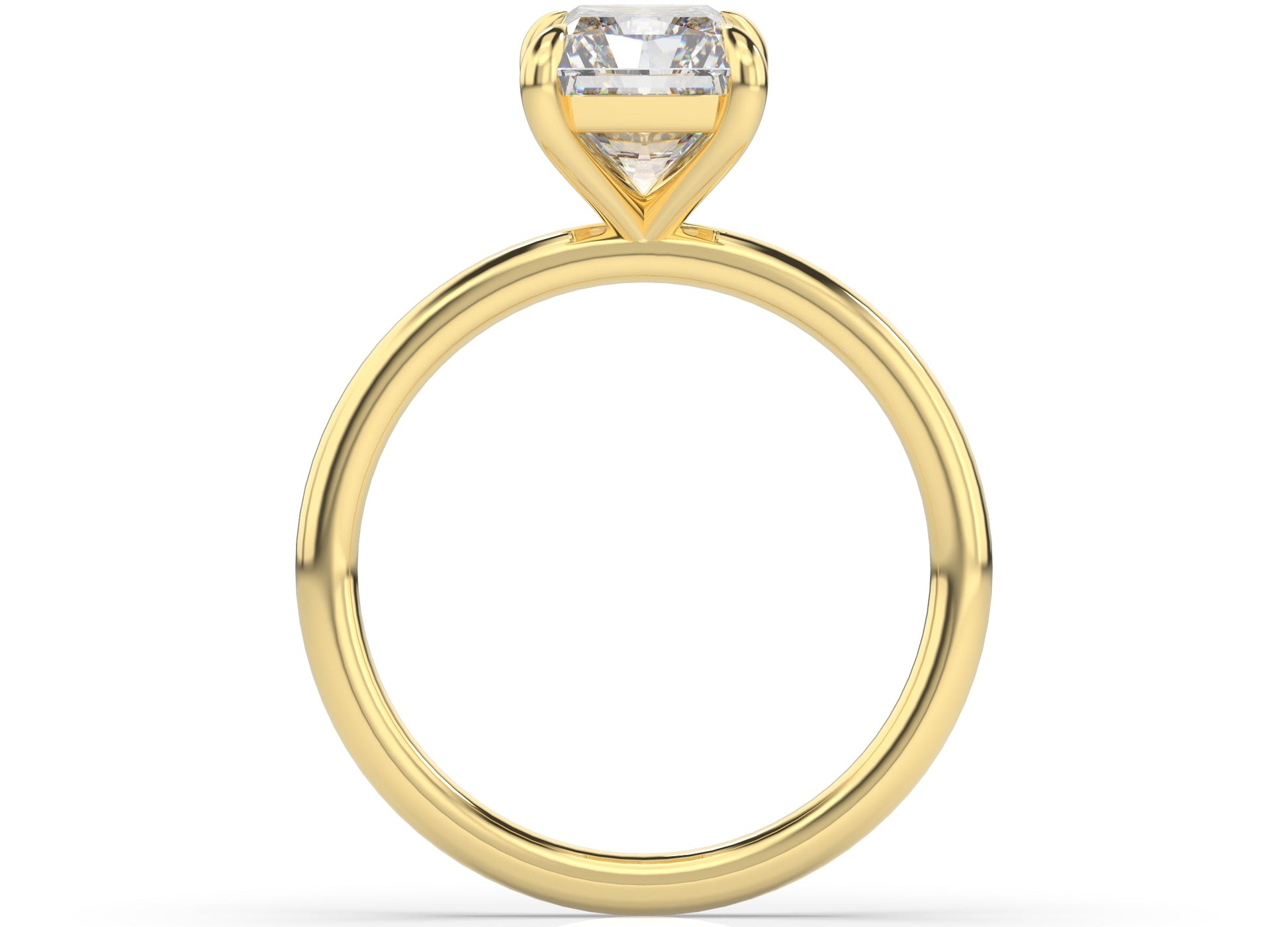 Four Claw Radiant Yellow Gold Solitaire Engagement Ring