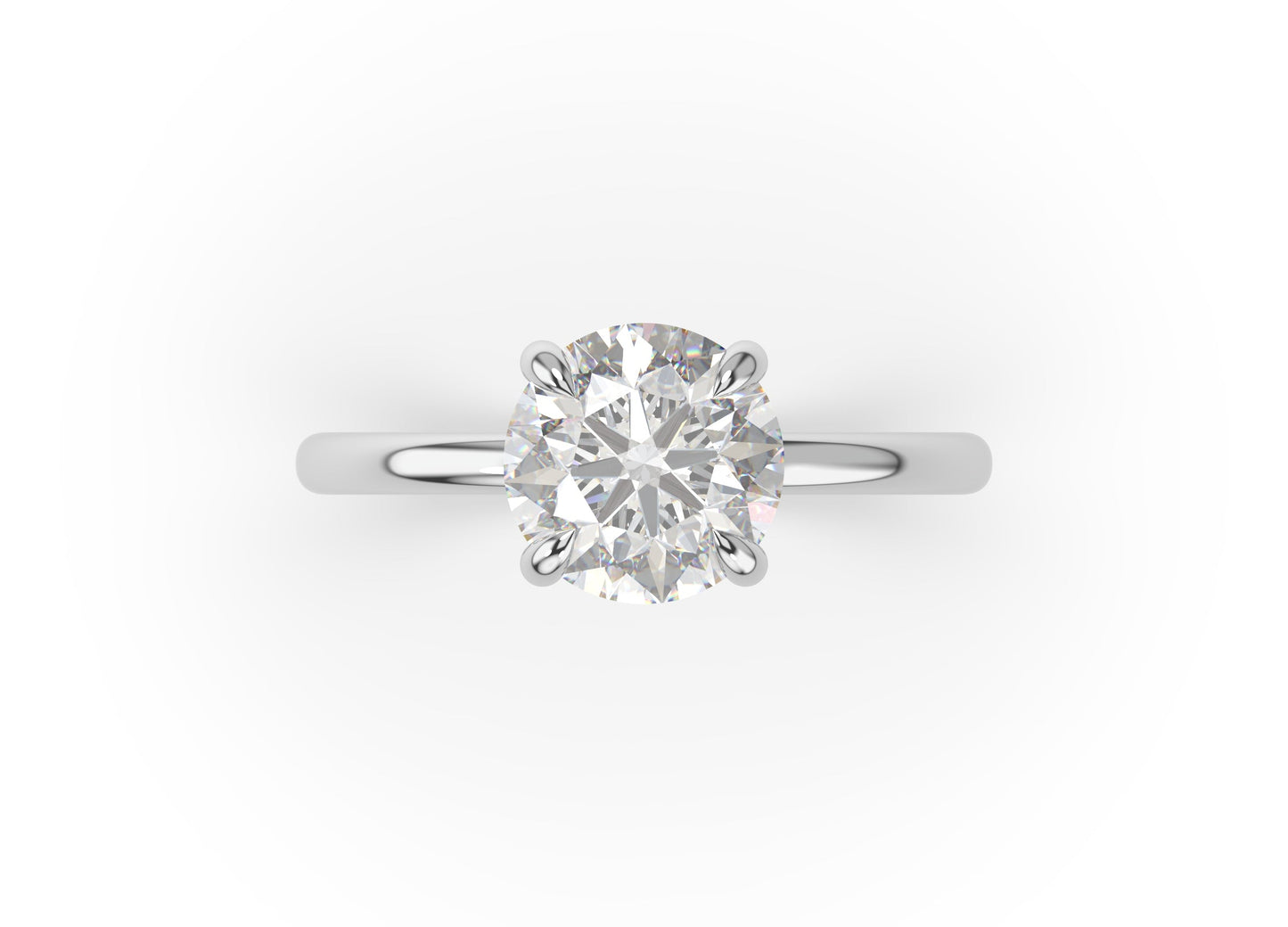Four Claw Round Brilliant White Gold Solitaire Engagement Ring