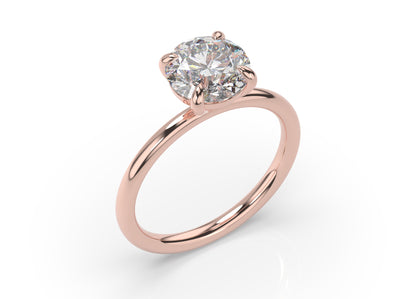 Four Claw Round Brilliant Rose Gold Solitaire Engagement Ring