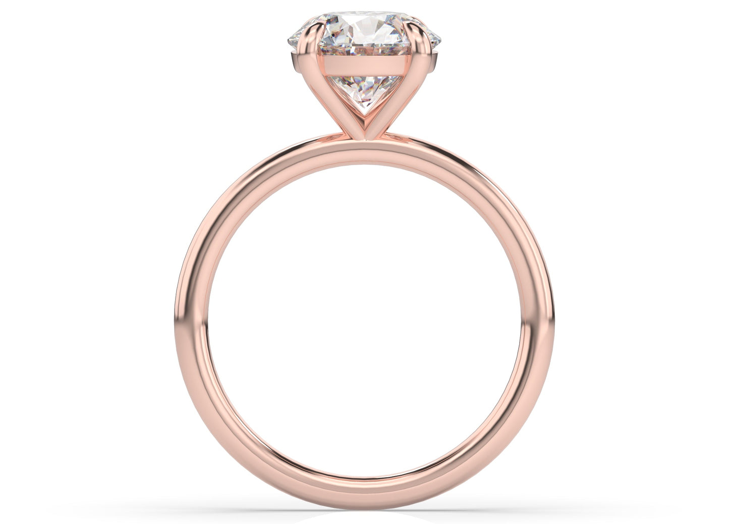 Four Claw Round Brilliant Rose Gold Solitaire Engagement Ring