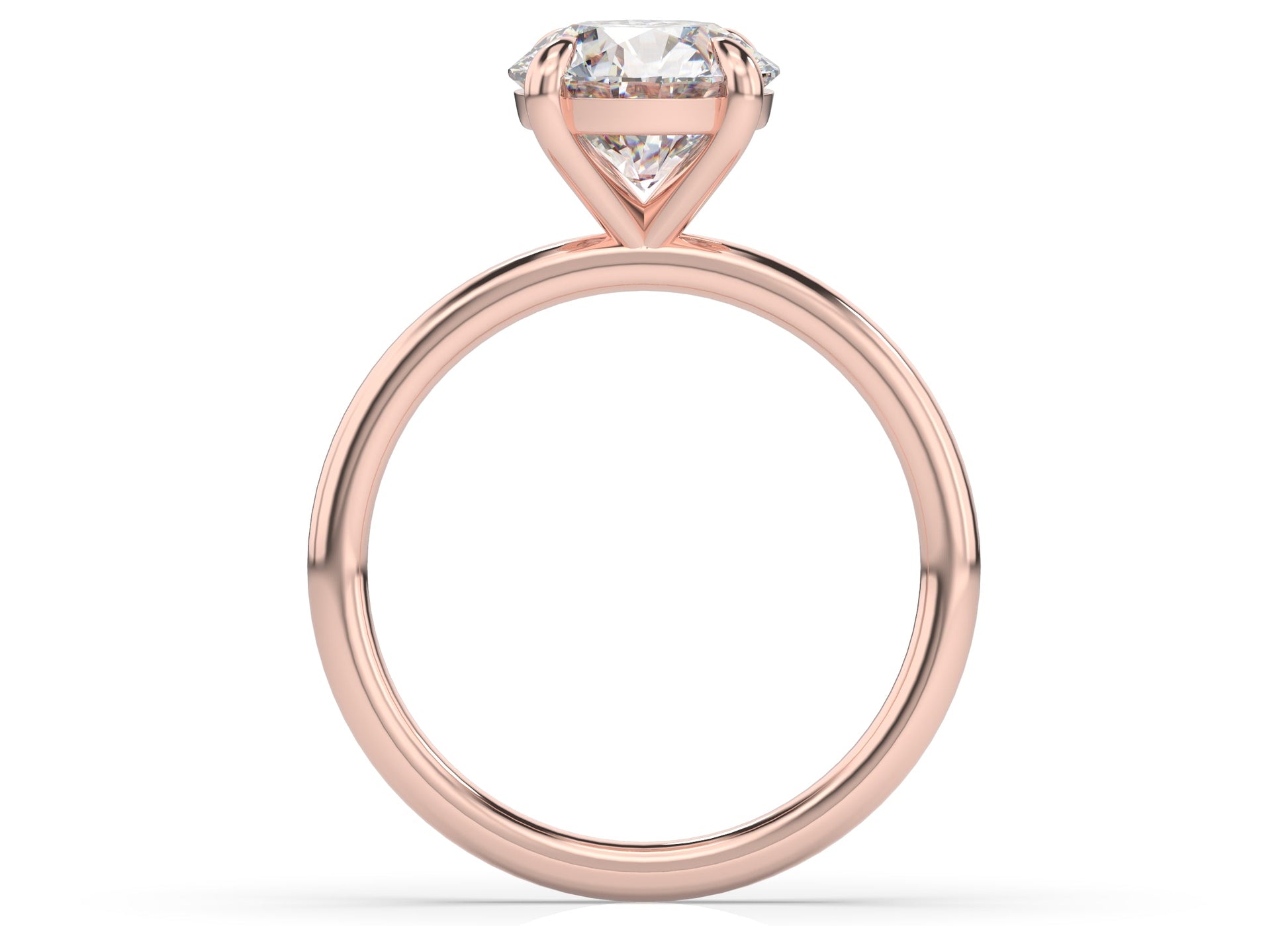 Four Claw Round Brilliant Rose Gold Solitaire Engagement Ring