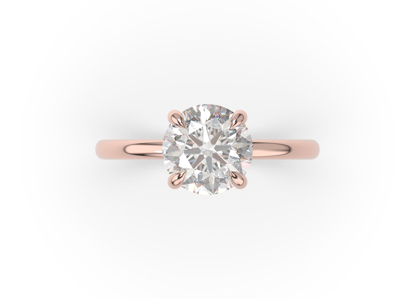 Four Claw Round Brilliant Rose Gold Solitaire Engagement Ring