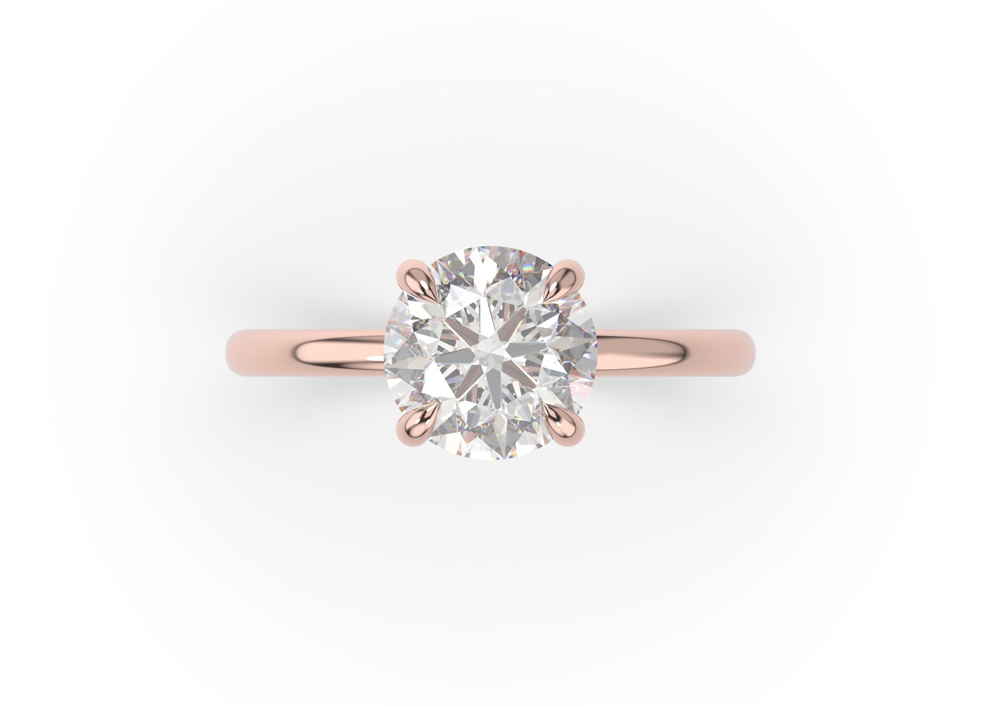 Four Claw Round Brilliant Rose Gold Solitaire Engagement Ring