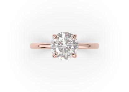 Four Claw Round Brilliant Rose Gold Solitaire Engagement Ring