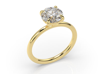 Four Claw Round Brilliant Yellow Gold Solitaire Engagement Ring