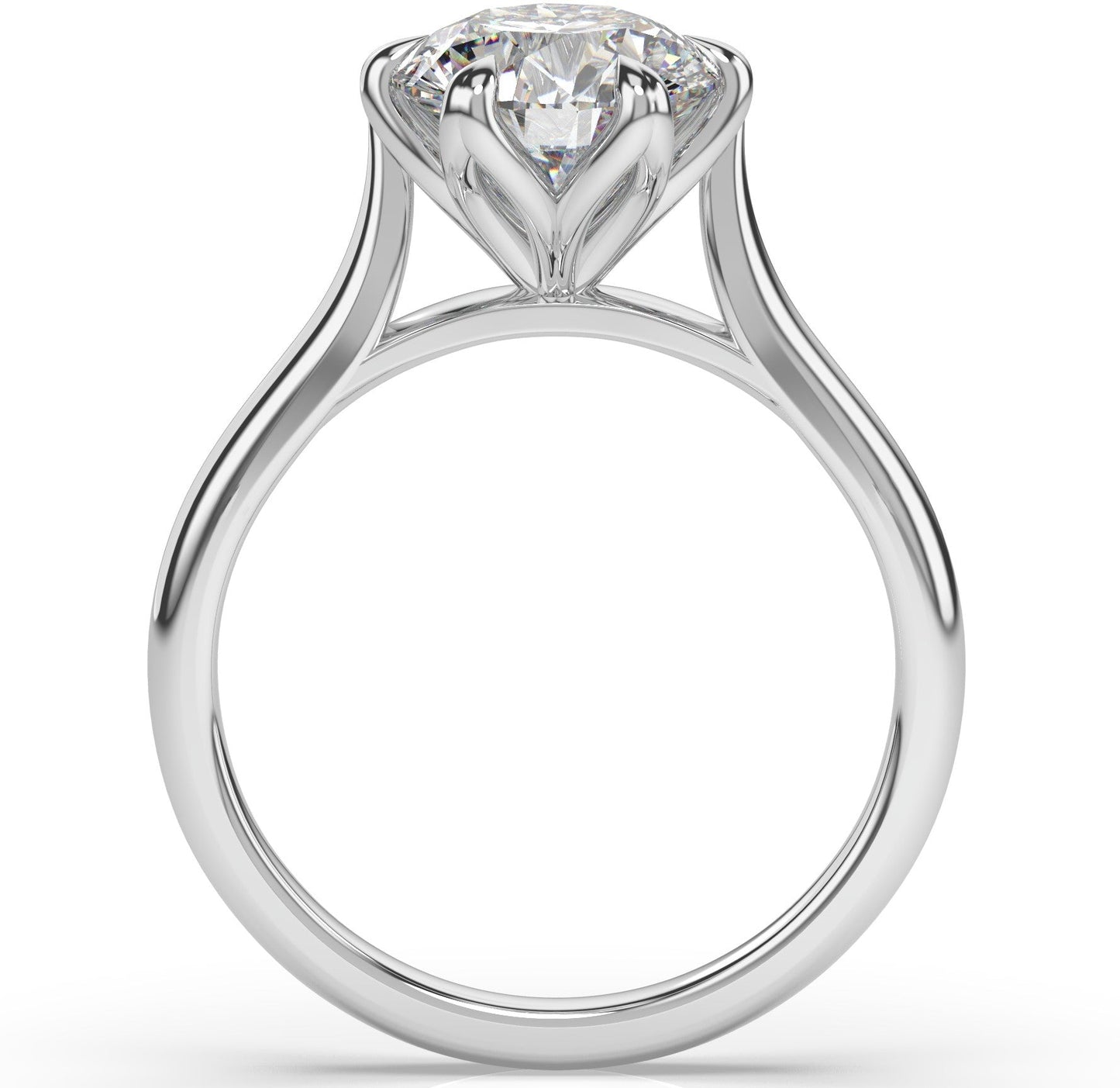 Round Brilliant White Gold Six Claw Solitaire Lab Diamond Engagement Ring 