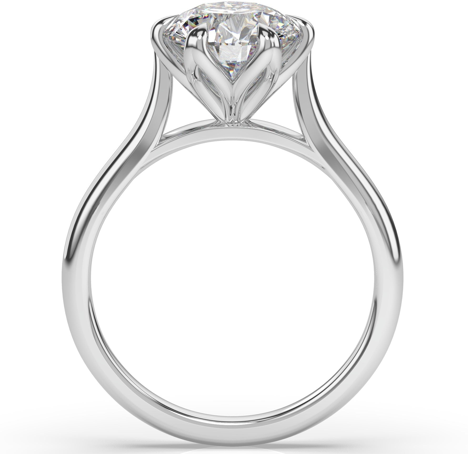 Round Brilliant White Gold Six Claw Solitaire Lab Diamond Engagement Ring 