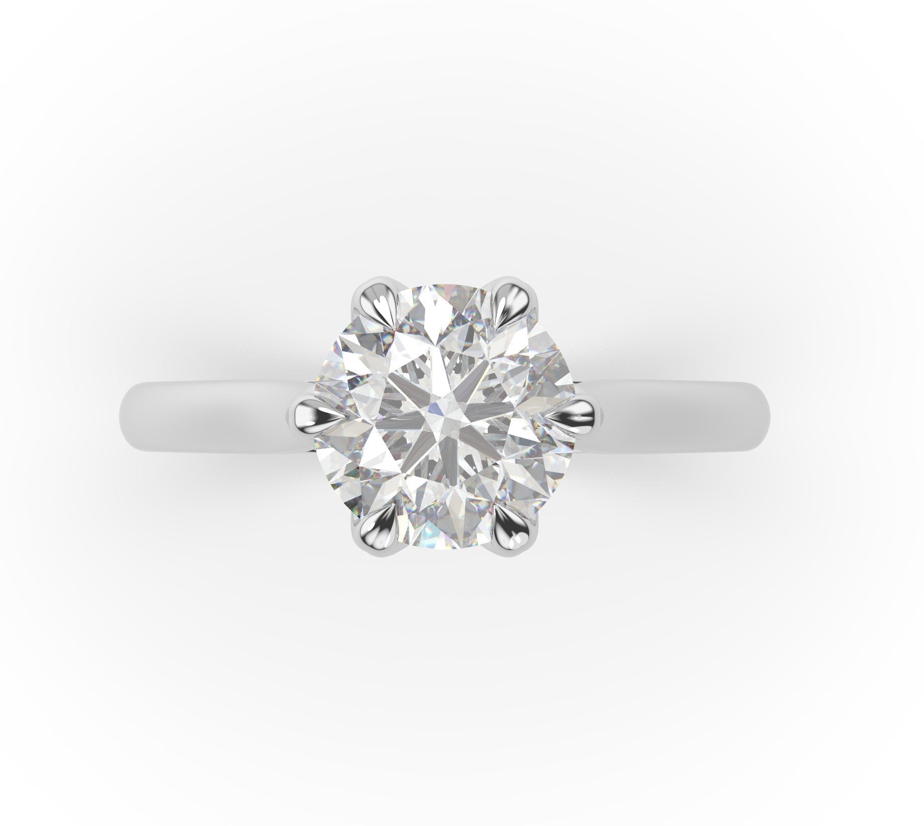 Round Brilliant White Gold Six Claw Solitaire Lab Diamond Engagement Ring 