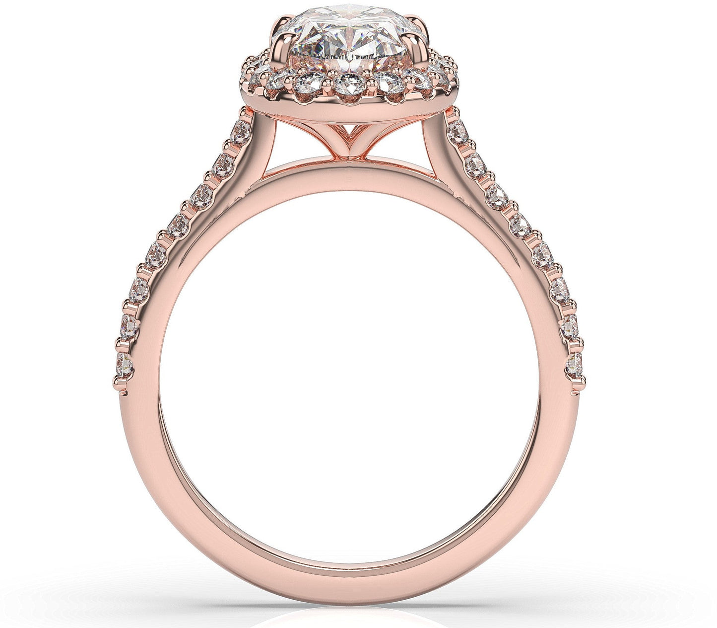 Oval Rose Gold Halo Style Engagement Ring 