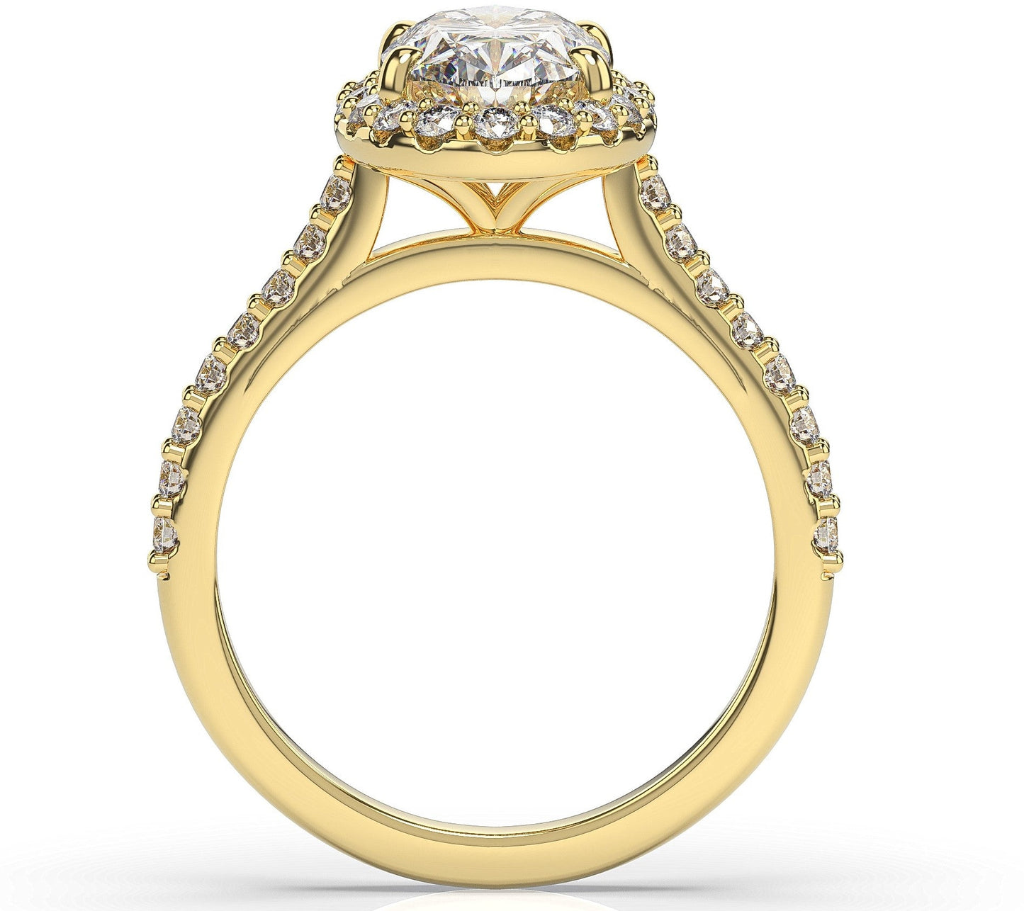 Oval Yellow Gold Halo Style Engagement Ring 