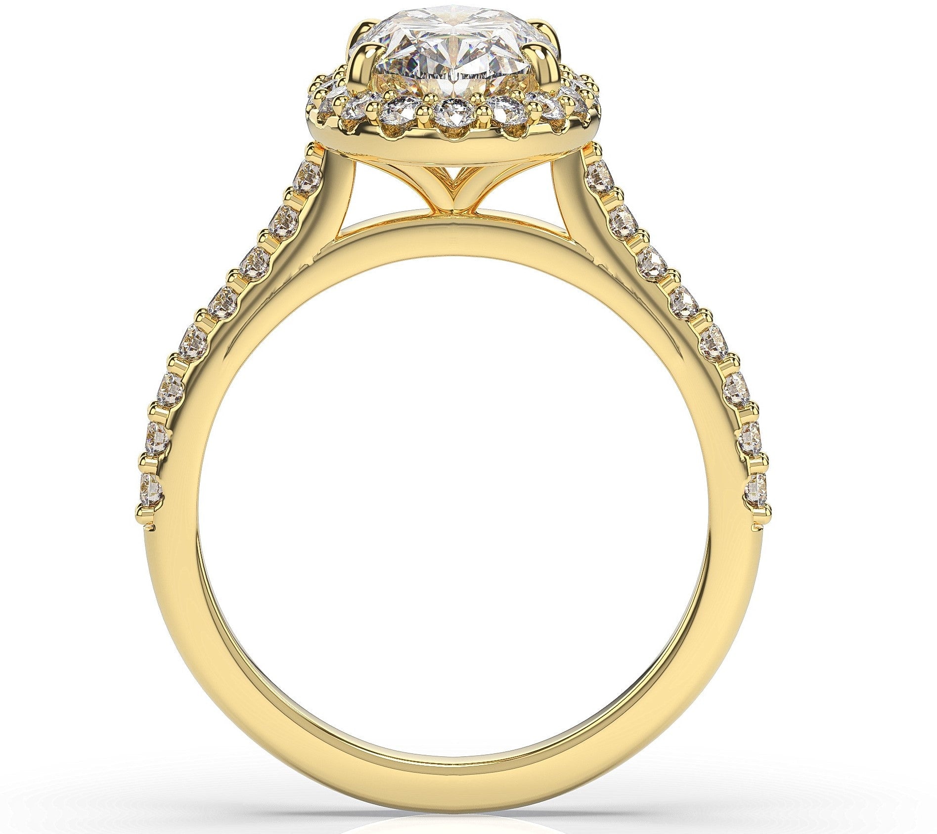 Oval Yellow Gold Halo Style Engagement Ring 