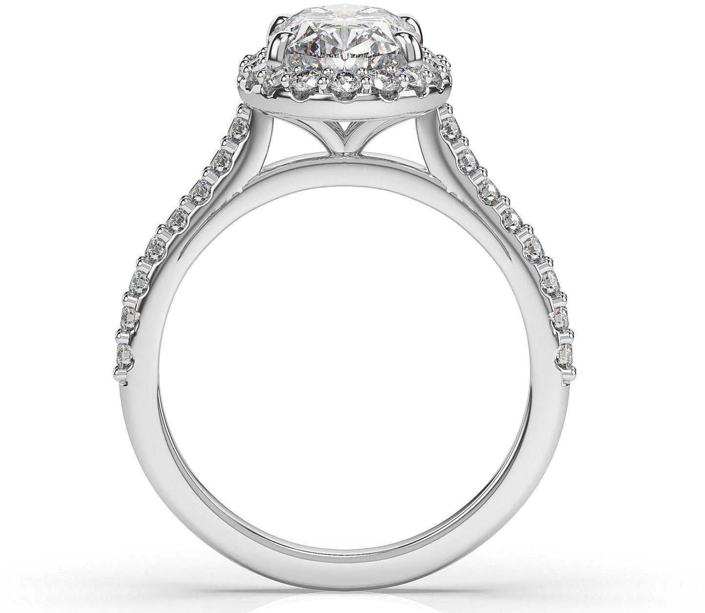 Oval White Gold Halo Style Engagement Ring 