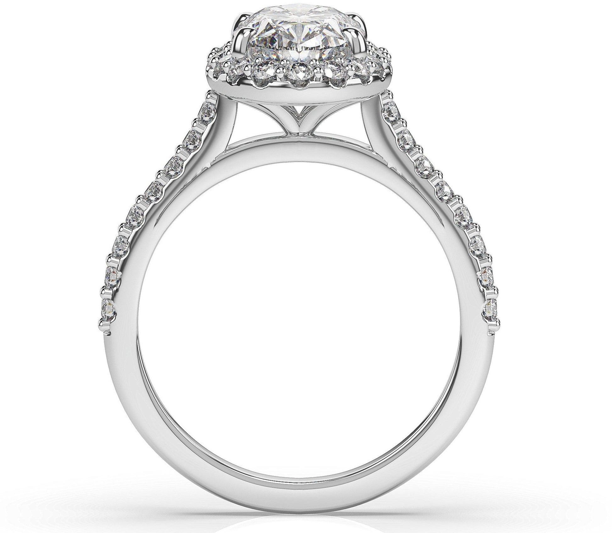 Oval White Gold Halo Style Engagement Ring 