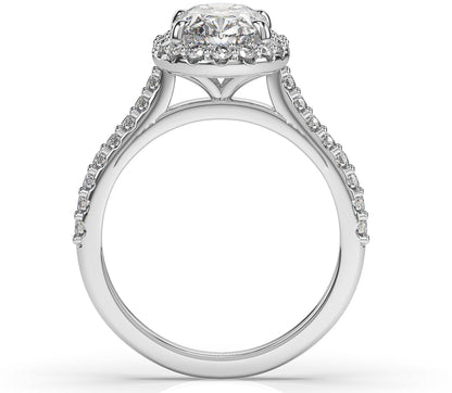 Oval White Gold Halo Style Engagement Ring 