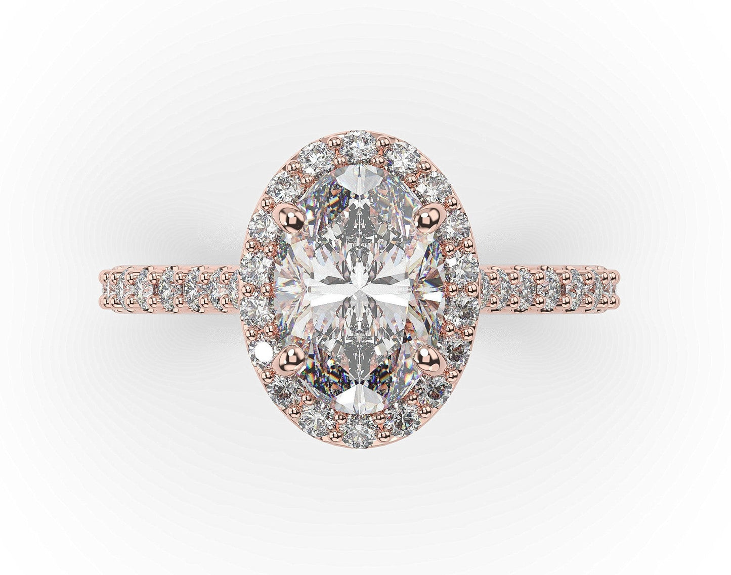Oval Rose Gold Halo Style Engagement Ring 