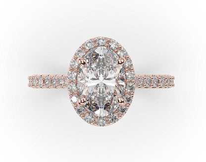 Oval Rose Gold Halo Style Engagement Ring 