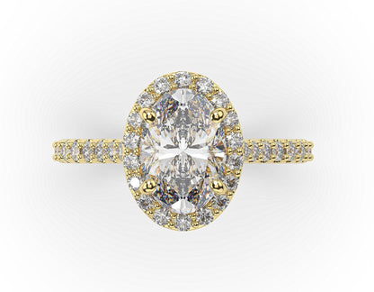 Oval Yellow Gold Halo Style Engagement Ring 