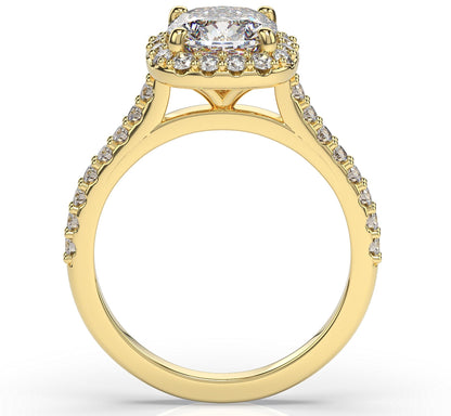 Cushion Yellow Gold Halo Style Engagement Ring 