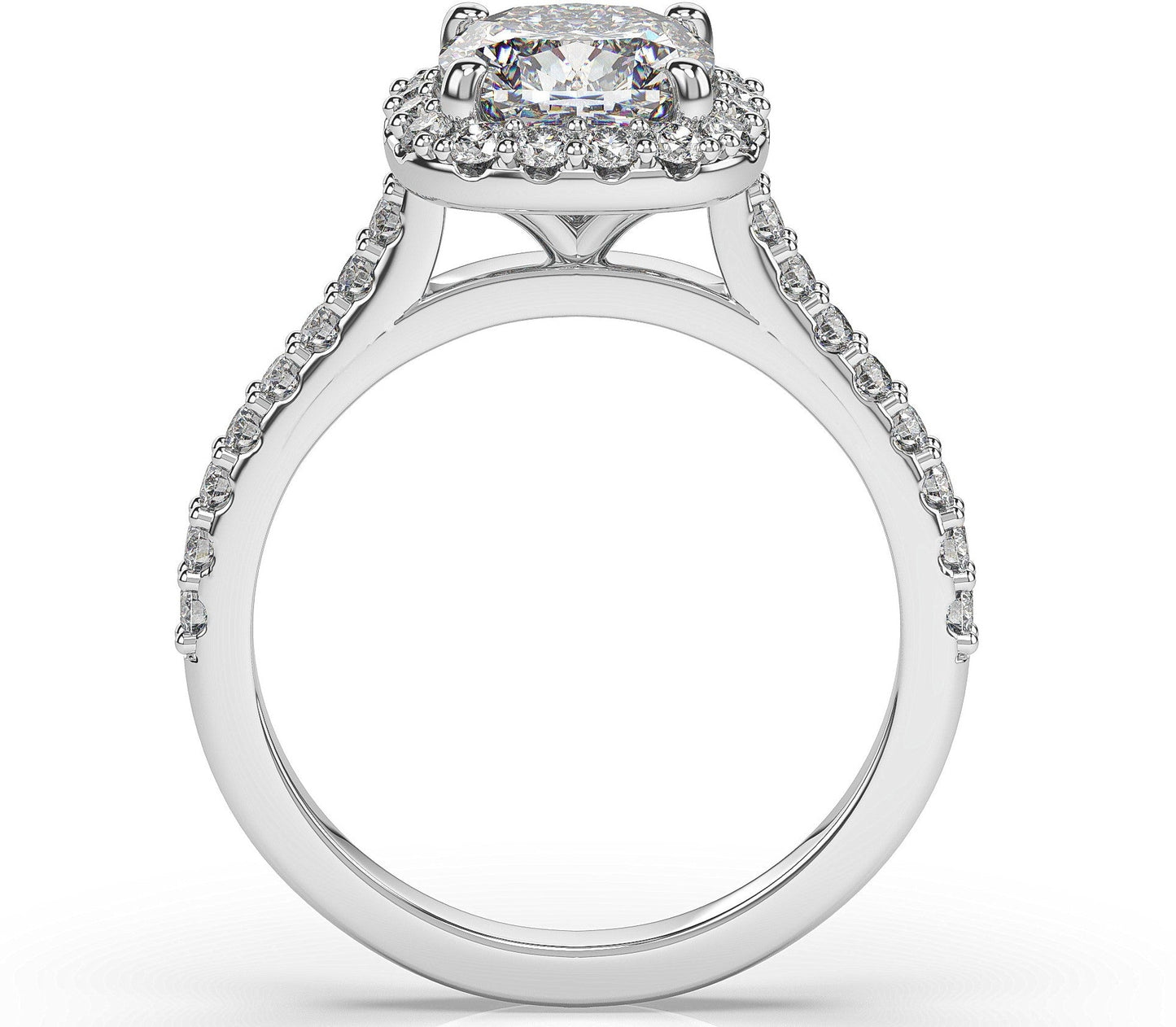 Cushion White Gold Halo Style Engagement Ring 