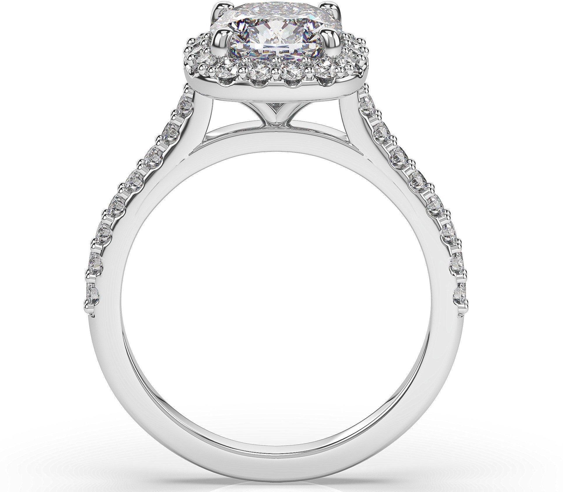 Cushion White Gold Halo Style Engagement Ring 