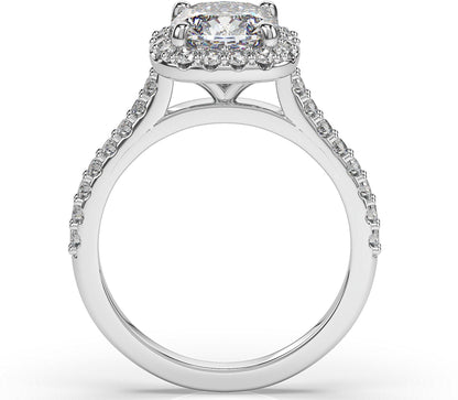 Cushion White Gold Halo Style Engagement Ring 