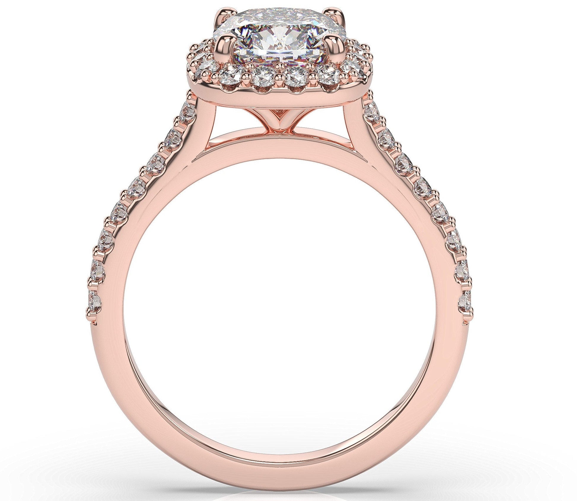 Cushion Rose Gold Halo Style Engagement Ring 
